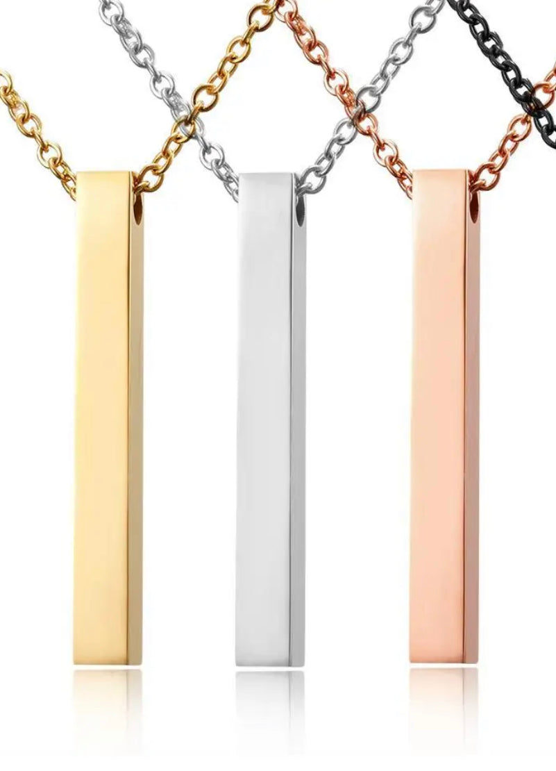 Customized Vertical Bar Necklace with Engraving